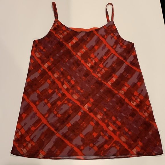 CAbi Red & Maroon/Dark Red Tank Blouse, 100% polyester, S - Picture 7 of 15